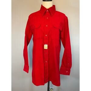 Vtg 1980s Deadstock Red Thin Wale Corduroy Button Front Shirt Med Gorpcore Xmas
